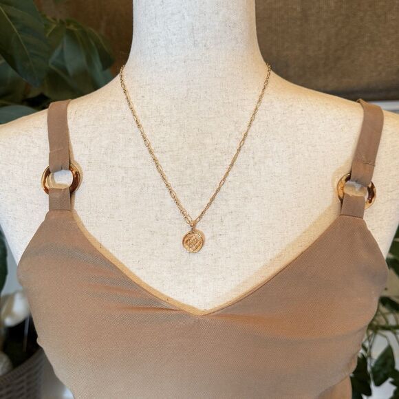 TopShop Women's Top‎ Size 6 Tank Tan Lucite Tortoise Ring Embellished V-Neck EUC - Picture 2 of 9